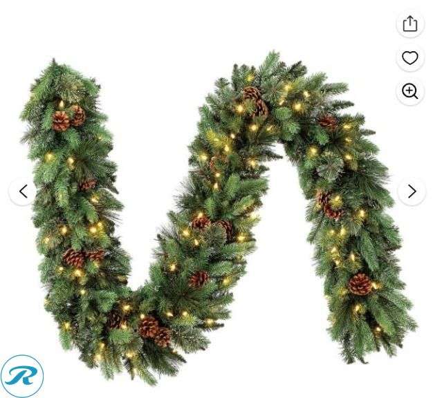 9’ Pre-Lit LED Greenery Garland- New