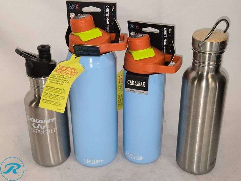 (4) Metal Bottles Including CamelBak Chute Mag and Giant Aluminum Models - Roller Auctions