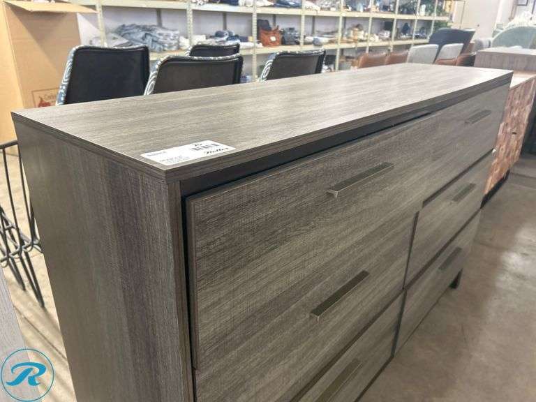 6-Drawer Wood Dresser with Gray Finish, 39″ x 16″ x 36″ - Roller Auctions
