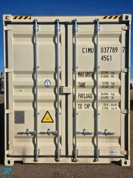 New 2025 40' Steel Storage Container, High Cube, 9'6" High, 8' Wide, Forklift Pockets - Roller Auctions