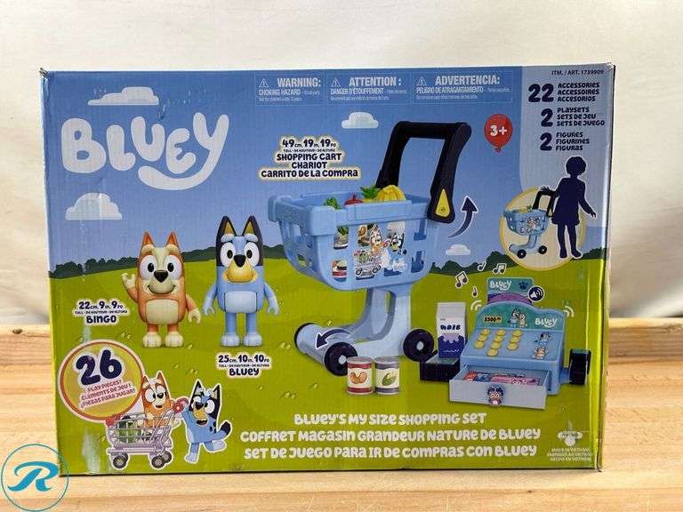 Bluey: My Size Shopping Cart- New; H2OGO! Inflatable Family Lounge Pool- New - Roller Auctions