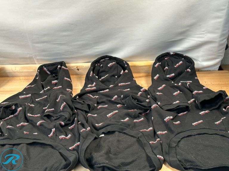 (6) Kirkland Signature: Pet Logo Hoodie, Assorted Size, Black- Used/ Previously Worn - Roller Auctions