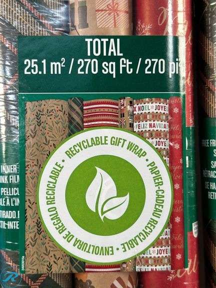 (4) Kirkland Signature Everyday Gift Wrap, 270 sq. ft., Assorted Colors, 3pk- New - Roller Auctions