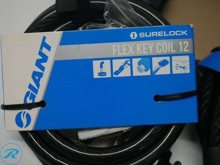 (6) Giant SureLock Cable Locks, Flex Key Coil and Flex Combo Models - Roller Auctions