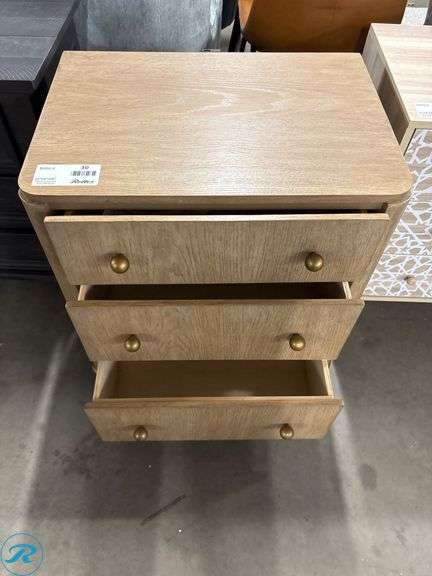 Coaster 3-Drawer Dresser With Brass Handles, 25″ x 18″ x 29″ - Roller Auctions