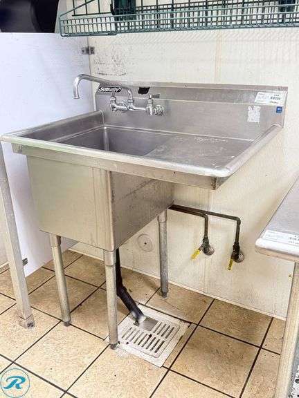 Single Compartment Stainless Steel Utility Sink with Faucet and Right Side Drain Board, 36in x 27in