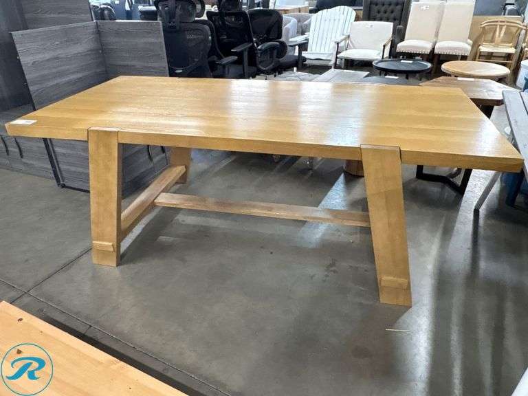 Wood Dining Table with Trestle Base, 84 in. x 40 in. x 30 in.