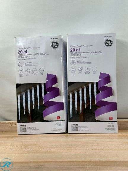 (2) GE: Twinkling Ice Crystal Icicle Set, 20-count- New - Roller Auctions