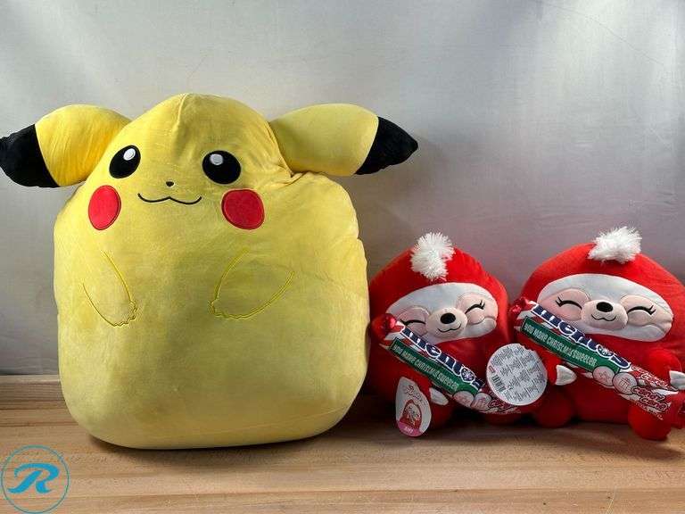 (2) Zuru: Snackles, Candy Cane, Amy- New; Squishmallows 24” Pokémon Plush, Pikachu- Like New - Roller Auctions