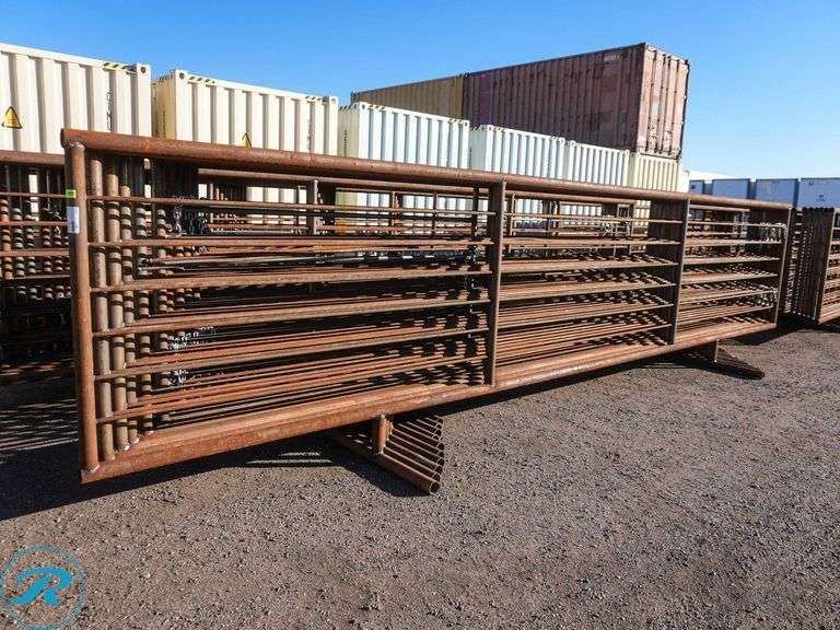(10) PK Texas Livestock Panels, 24' Long x 56" High, 2 7/8", w/ Gate - Roller Auctions