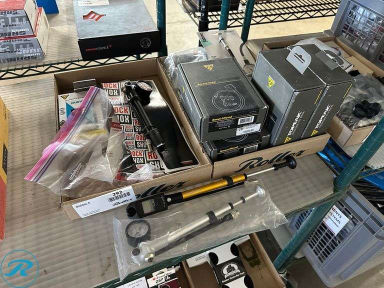 Tray of Pump Accessories Including RockShox and Topeak Pump Head Components - Roller Auctions