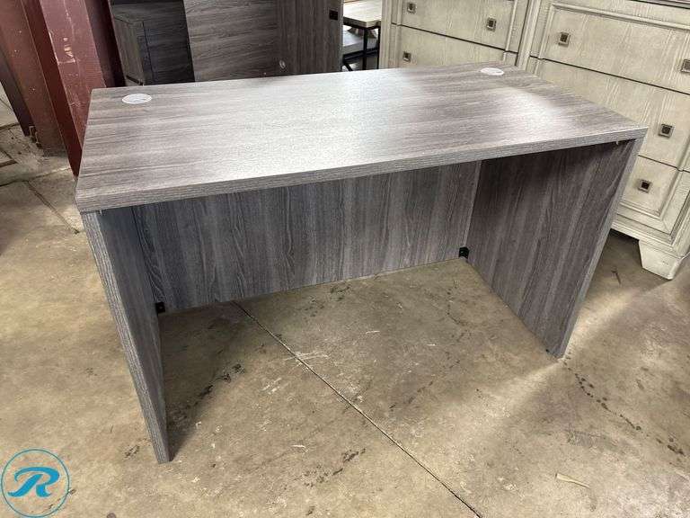 (3) Office Desks in Gray Wood Laminate: Including Single Pedestal Desk 60” x 30”, with 42” Return, 66” x 30”, and 48” x 24” Desks - Roller Auctions