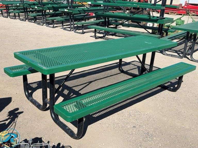 (2) Metal Picnic Tables, 96 in x 58 in