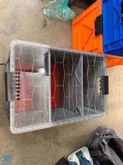 Stackable Plastic Storage Bins with Transparent Lids and Dividers - Roller Auctions