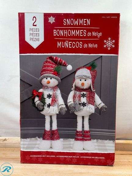 Plush Holiday Snowmen, Set of 2- New - Roller Auctions
