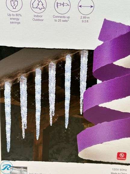 (2) GE: Energy Smart Random Sparkle 20-Count 100 LED Twinkling Ice Crystal Icicle Set- New - Roller Auctions