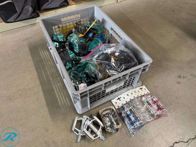 Crate of Assorted Bike Pedals - Roller Auctions