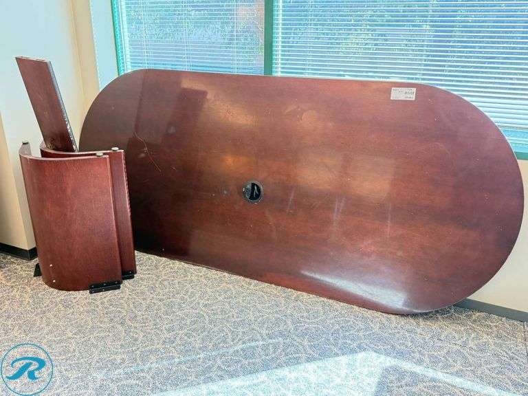 Mahogany-Finish Wood Conference Table, 96in x 42in - Roller Auctions