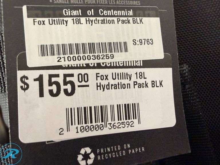 (2) Fox Utility Hydration Packs, 6L and 18L - Roller Auctions