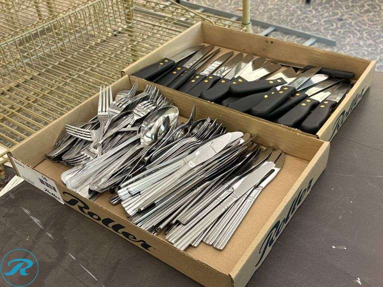 (2) Trays Flatware and Knives