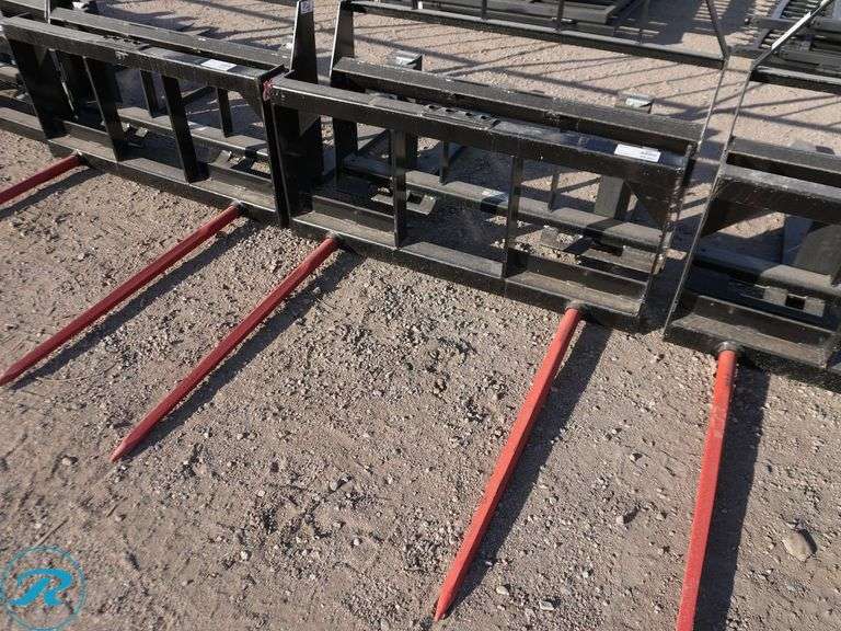 New Kivel Dual Prong Bale Spear Attachement to Fit Skid Steer Loader - Roller Auctions