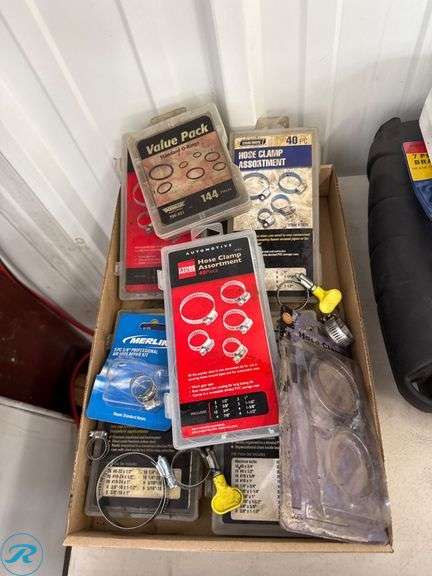 Tray of Hose Clamp Kits and Safety Glasses Set - Roller Auctions
