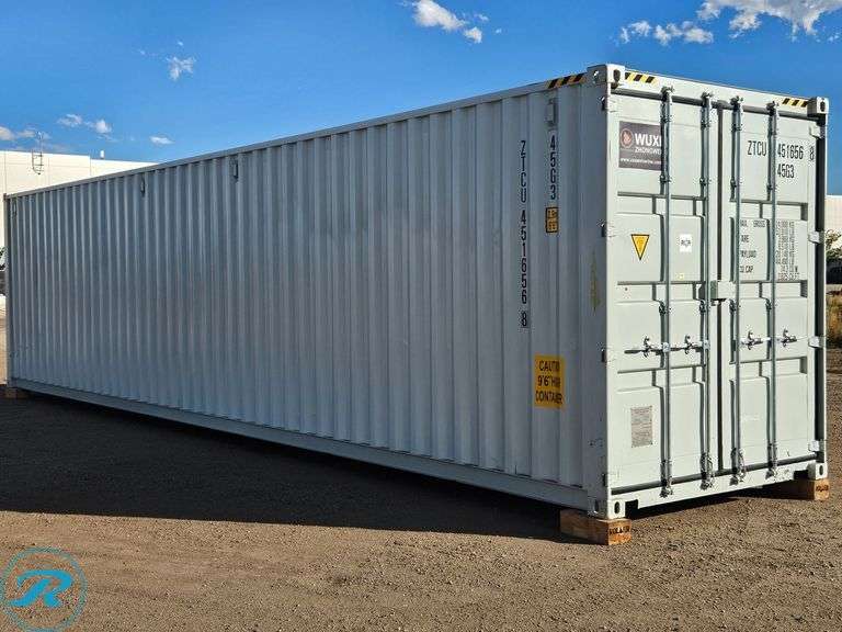 New 2025 40' Steel Storage Container, High Cube, 9'6" High X 8' Wide, (2) Double Door Side Openings - Roller Auctions