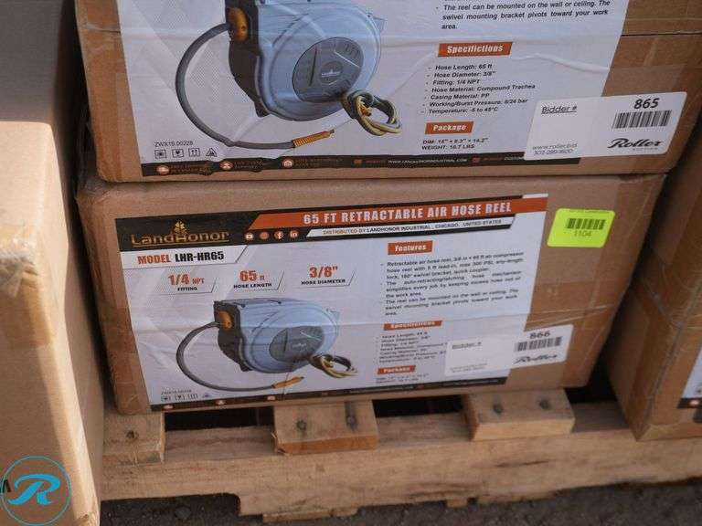 New Land Honor LHR-HR65 65' Retractable Air Hose Reel - Roller Auctions