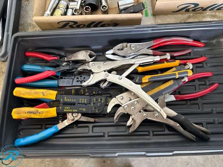 Hand Tools Including Pliers, Crimpers, and Locking Pliers in Plastic Tray - Roller Auctions