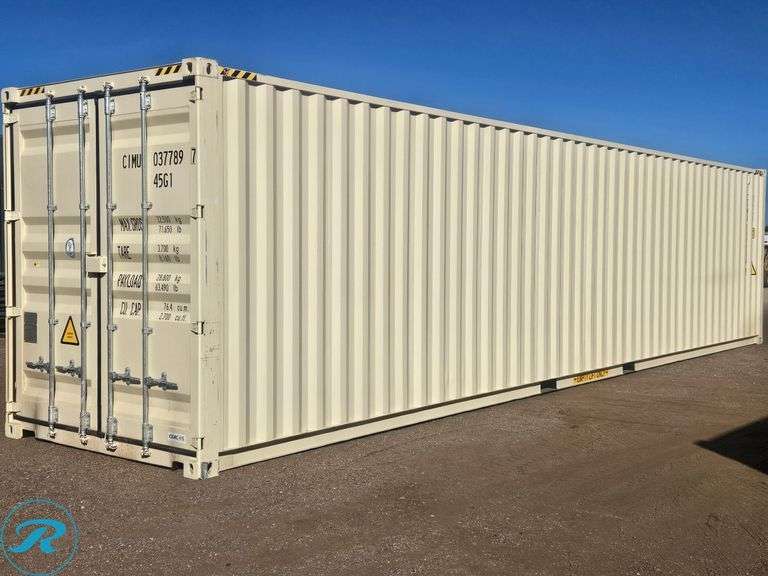 New 2025 40' Steel Storage Container, High Cube, 9'6" High, 8' Wide, Forklift Pockets - Roller Auctions