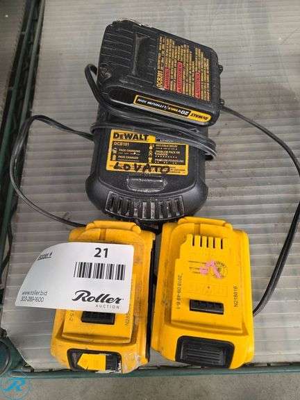 (2) DeWalt DCB201 Batteries and DCB101 Charger - Roller Auctions