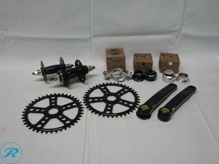 White Industries Bicycle Components Set with Paul Components Including Hubs, Chainrings, and Crank Arms with ‘The One’ Branding - Roller Auctions