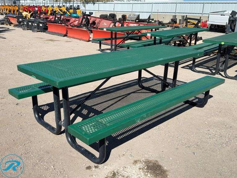 (2) Metal Picnic Tables, 96 in x 58 in
