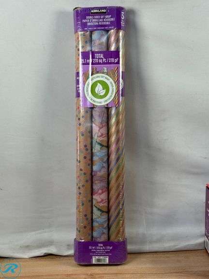 Wealth And Fortune Water Globe- Like New; Kirkland Signature: Double Sided Holiday Gift Wrap- New; Day of the Dead LED Nightlights, Set of 3- New - Roller Auctions