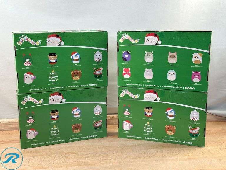 (4) Squishmallows Holiday Christmas Bright Squads Ornament Set, 8pk - New - Roller Auctions