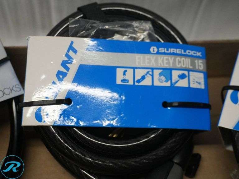 (6) Giant SureLock Cable Locks, Flex Key Coil and Flex Combo Models - Roller Auctions