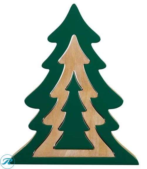 (2) Decorative Wooden Nesting Trees Assortment - (1) New (1) Like New - Roller Auctions