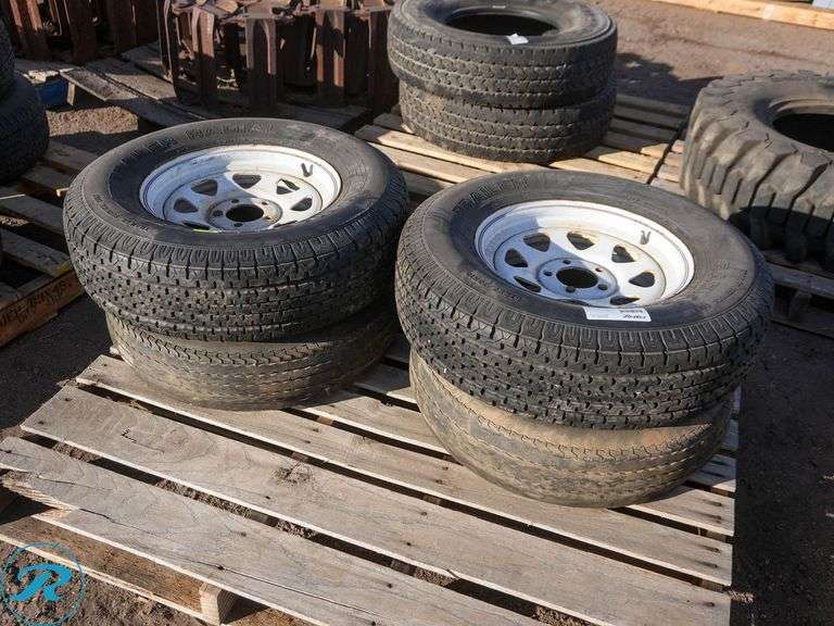 Set Of (4) Used ST225/75R15 Trailer Tires w/ Wheels - Roller Auctions