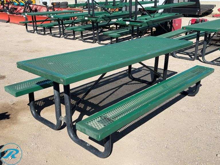 (2) Metal Picnic Tables, 96 in x 58 in