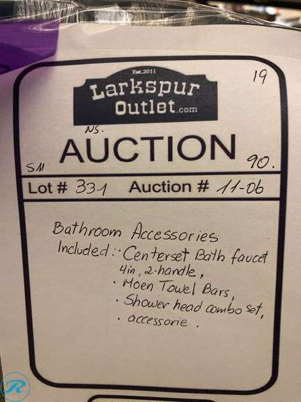 (3)Assortment-Bathroom Accessories. Included: Centerset Bath Faucet 4" 2 handles, Moen Towel Bars, Shower Head Combo Set - Roller Auctions
