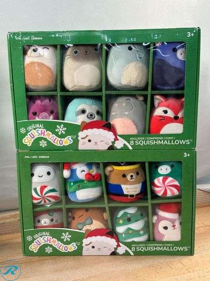 (4) Squishmallows Holiday Christmas Bright Squads Ornament Set, 8pk - New - Roller Auctions