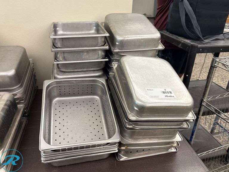 (50) Stainless Steel Insert Pans, Assorted Sizes