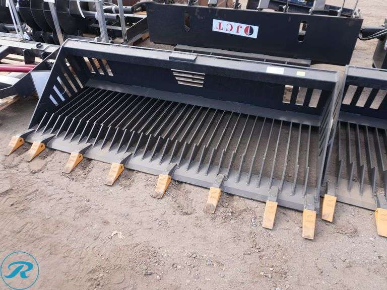 New Land Honor RB-14-78W Rock Bucket With Teeth Attachment to Fit Skid Steer Loader, 78" - Roller Auctions