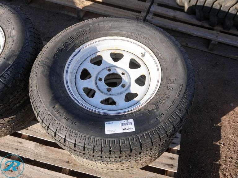 Set Of (4) Used ST225/75R15 Trailer Tires w/ Wheels - Roller Auctions