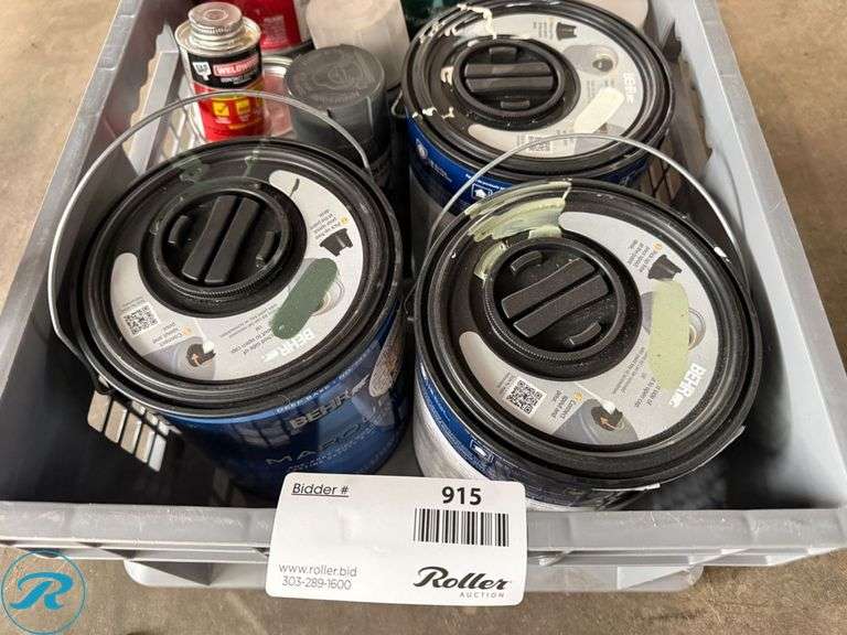 Crate of Paints, Including Behr Marquee and Rust-Oleum - Roller Auctions