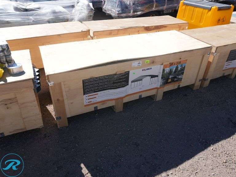 New SD Lanch SDLC2020 Metal Carport, Open Sides, 20' x 20' - Roller Auctions