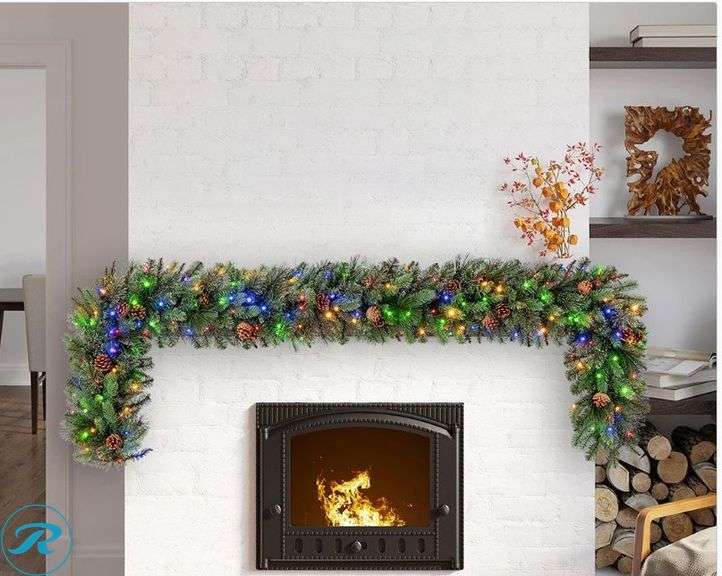 (2) Kirkland Signature: 9’ Pre-lit LED With Twinkle Artificial Greenery Garland- New - Roller Auctions