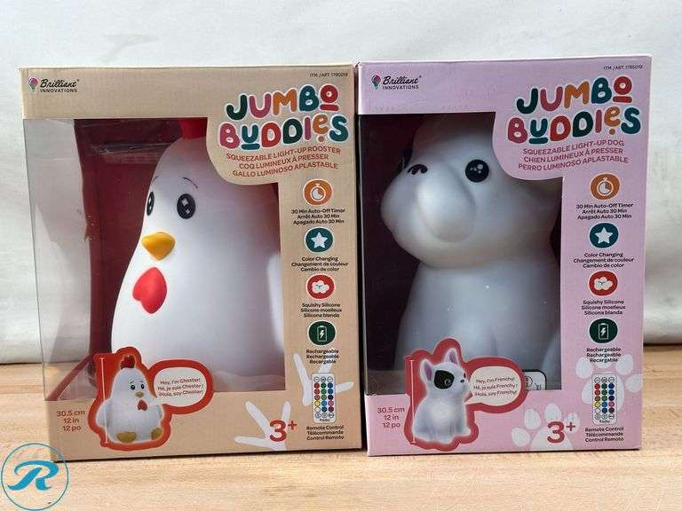 Brilliant Innovations: Jumbo Buddies, Frenchy- Like New; Brilliant Innovations: Jumbo Buddies, Chester- New - Roller Auctions