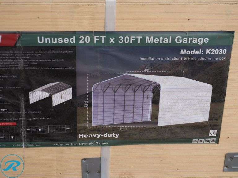 New KJ K2030 Metal Garage, 30' x 20' x 14' High - Roller Auctions