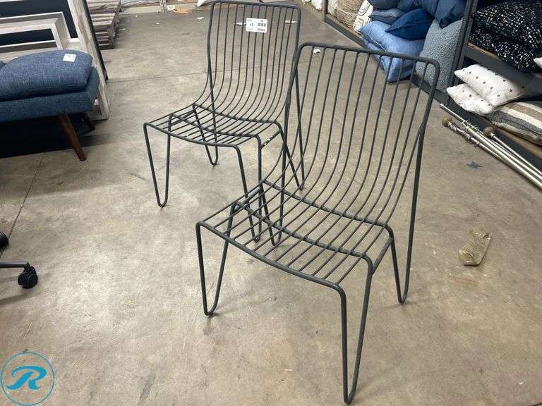 (2) Metal Wire-Frame Chairs with Black Finish